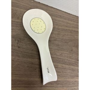 NEW! NWT‎ RAE DUNN SPOON REST ~ YELLOW POLKA DOT~ CERAMIC STONEWARE~ SPRING